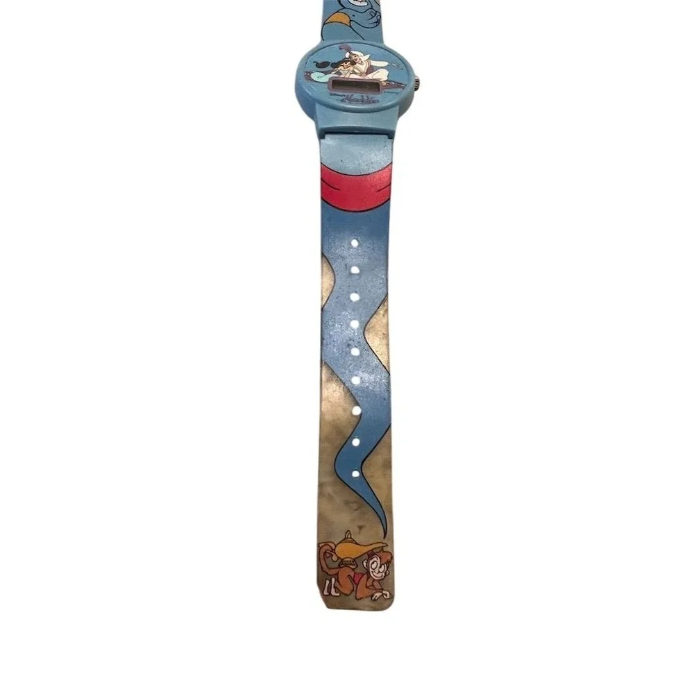 Vintage Disney Aladdin Genie Kids Digital Watch‎ Blue Quartz tested